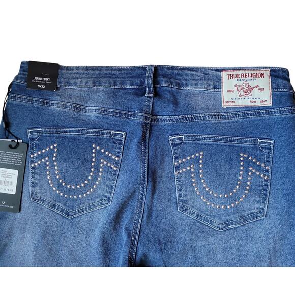 True Religion Jeans Women's 32 Jennie Curvy Mid Rise Studs Skinny Medium Wash - Picture 4 of 8